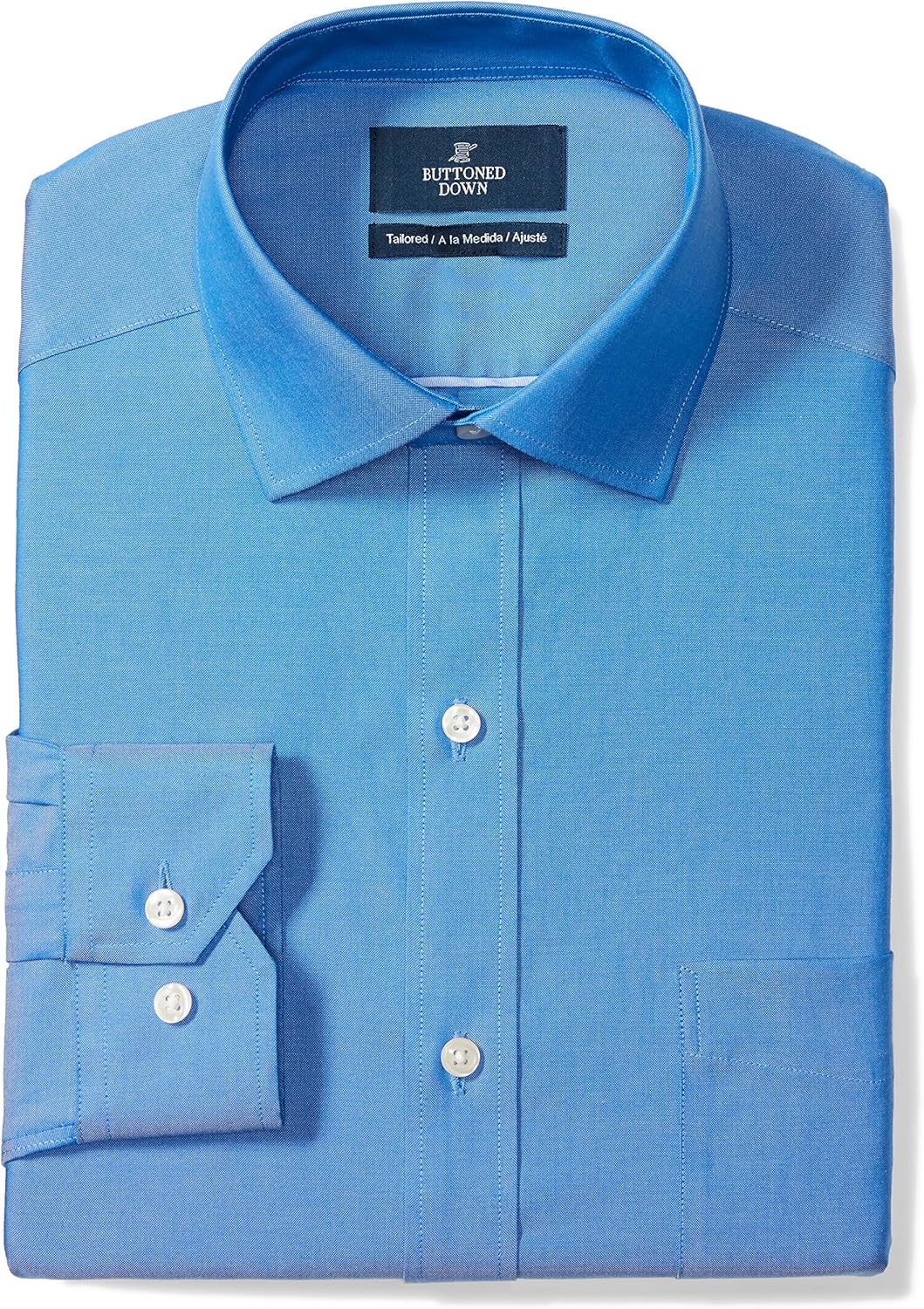 Buttoned Down Men's Standard Tailored-fit Spread Collar Solid Non-Iron Dress Shirt: Clothing