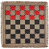 3-in-1 Mini Checkers Rug + Classic & Mega Tic Tac Toe - Portable Compact 12" x 12" Reversible Checkerboard Rug - Travel, Part