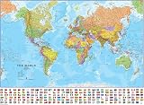 Maps International World Map with Flags Laminated 84.1x59.4 cm Updated 2025
