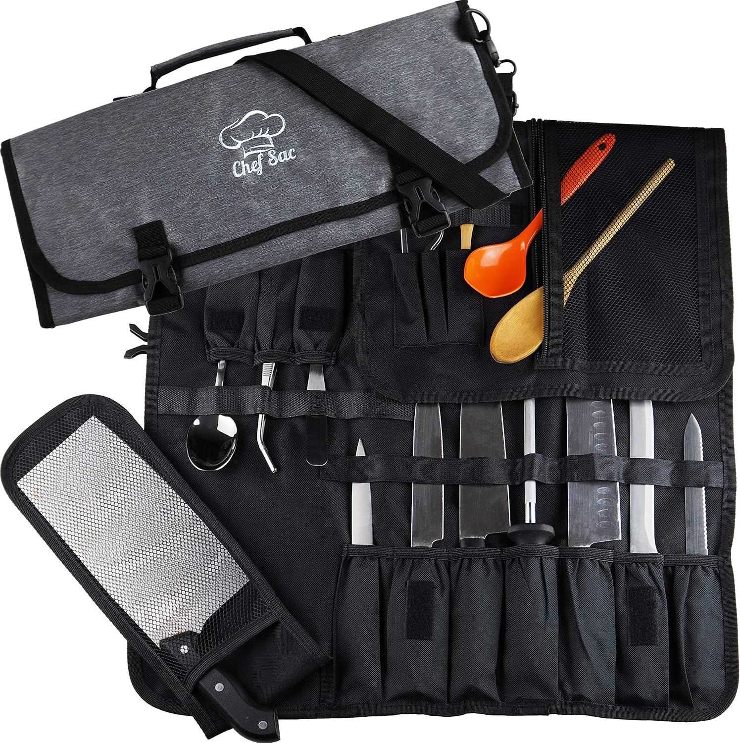 Chef Knife Roll Bag 8+ Slots for Knives Cleaver & Kitchen Tools