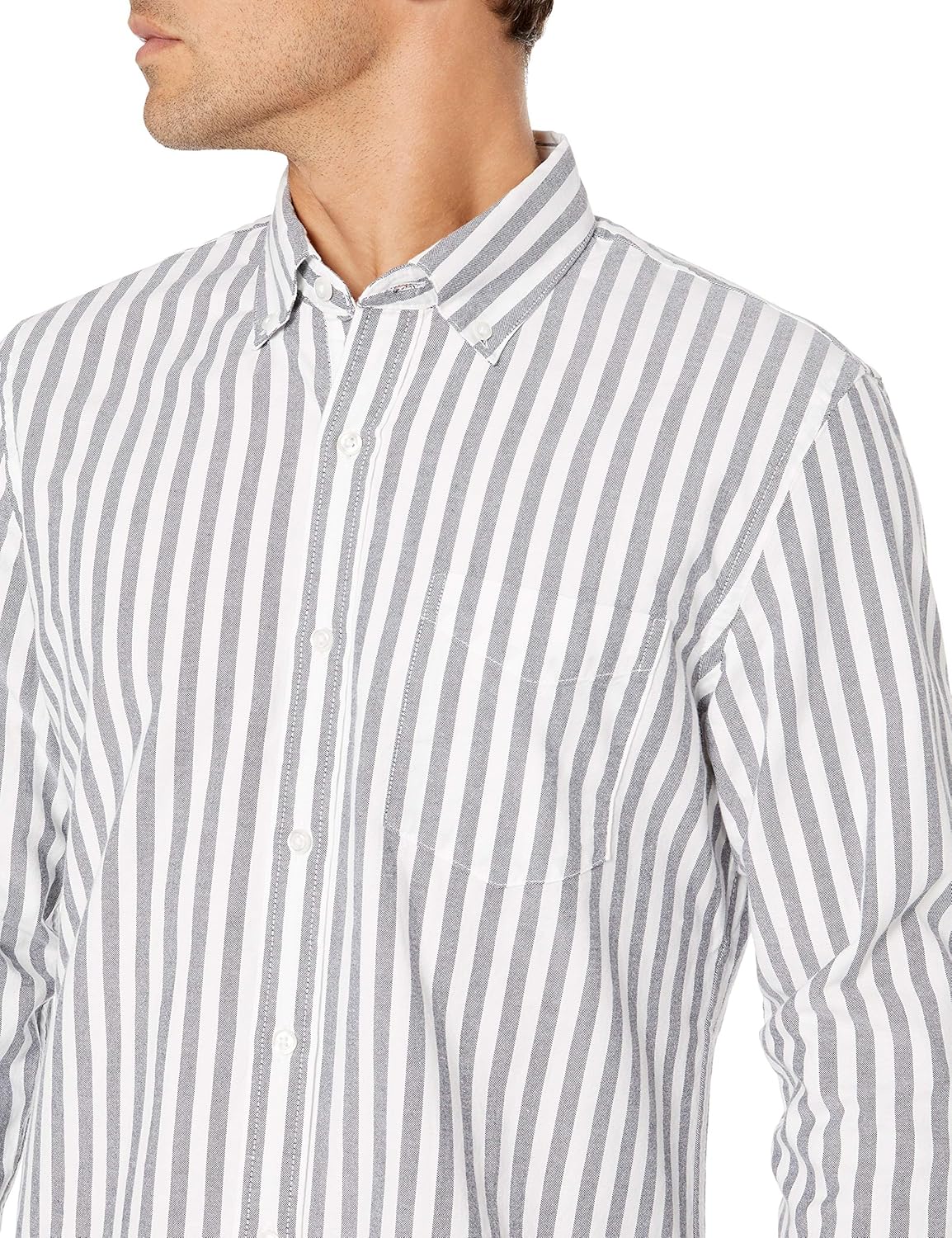 Brand - Goodthreads Men's Standard-Fit Long-Sleeve Fashion Stripe Oxford Shirt: Clothing