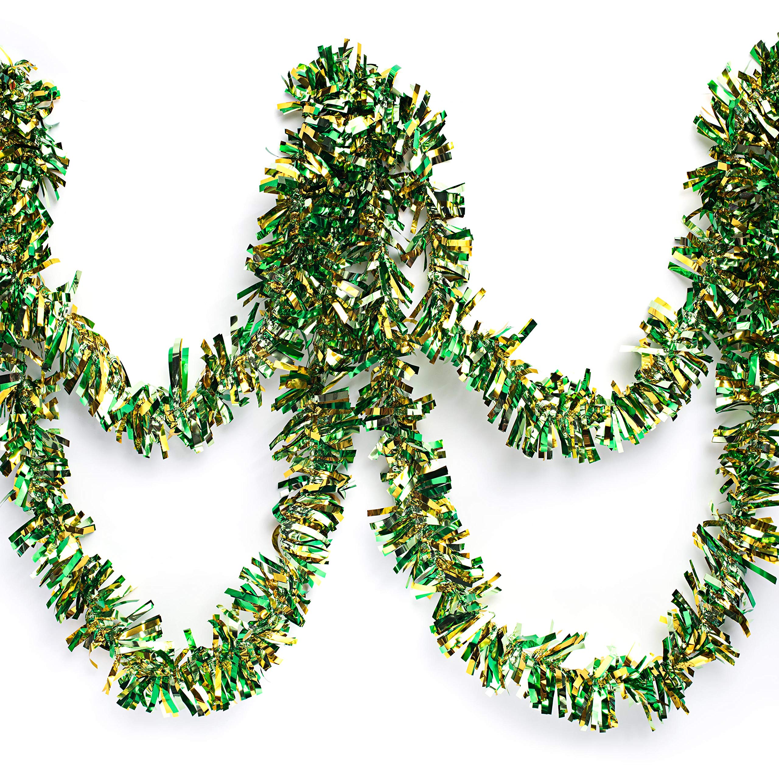 Anderson's Metallic Green, Light Green & Gold Tinsel Twist Garland, 25ft Holiday Decoration, Christmas Tree Trim, Parade Float Decor, Party Supplies, Halloween, Graduation, Event Garland