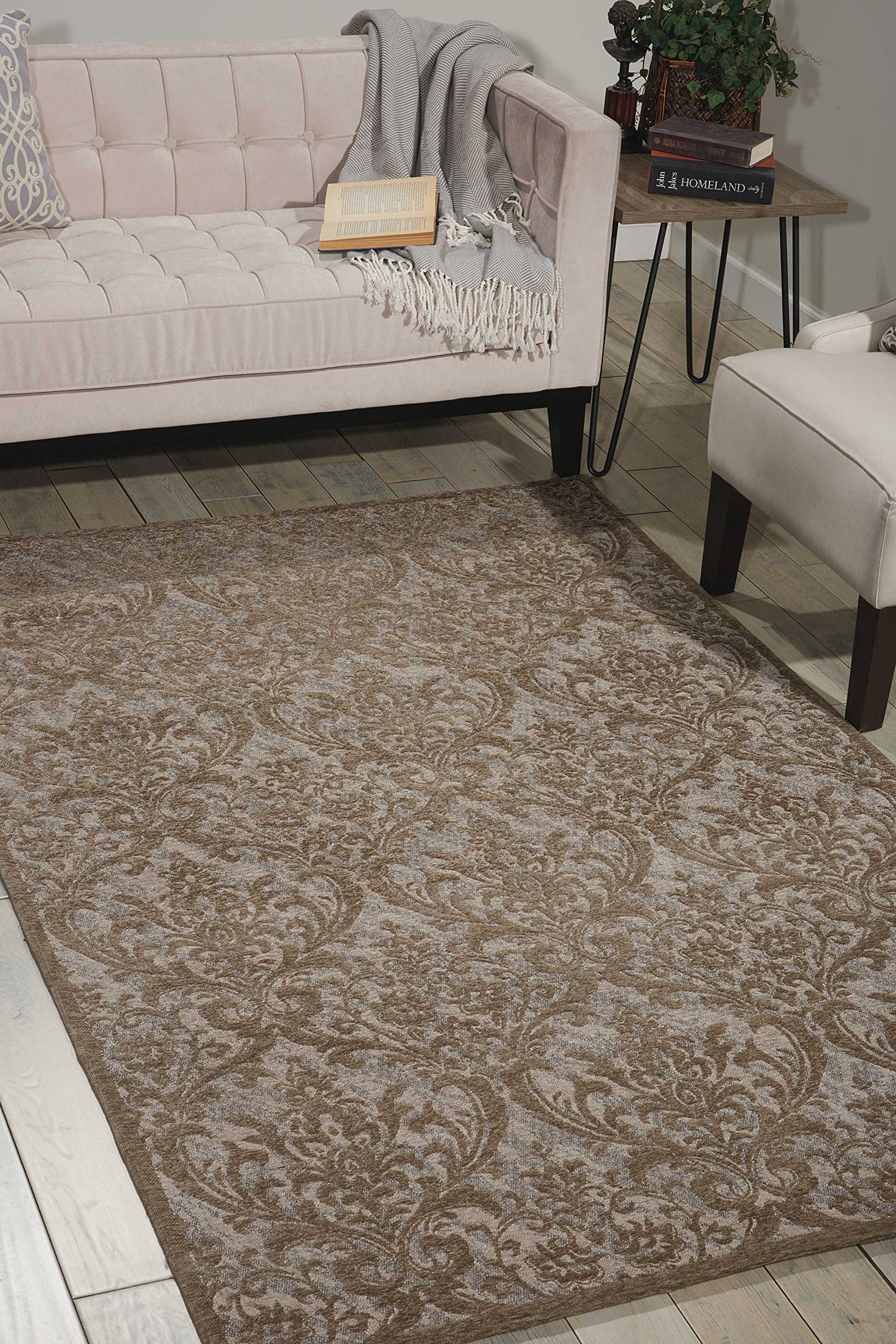 Nourison DAS02 Damask Rug, Grey 2.13m x 1.52m