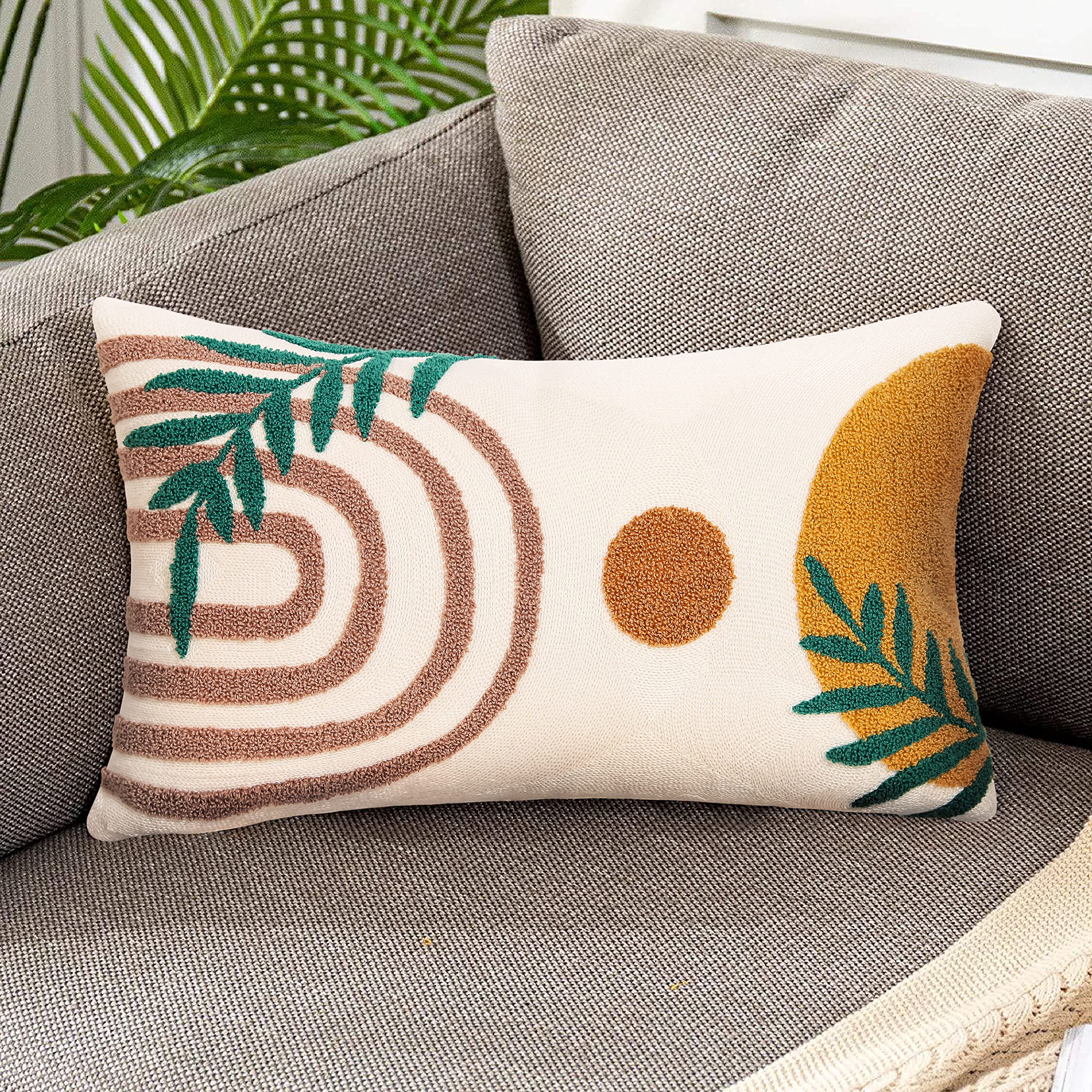 Merrycolor 1Pcs Boho Lumbar Cushion Covers, Throw Pillow Covers Cushions with Invisible Zipper, Pillow Cover for Sofa Couch Home Bedroom (Style a, 30x50cm)