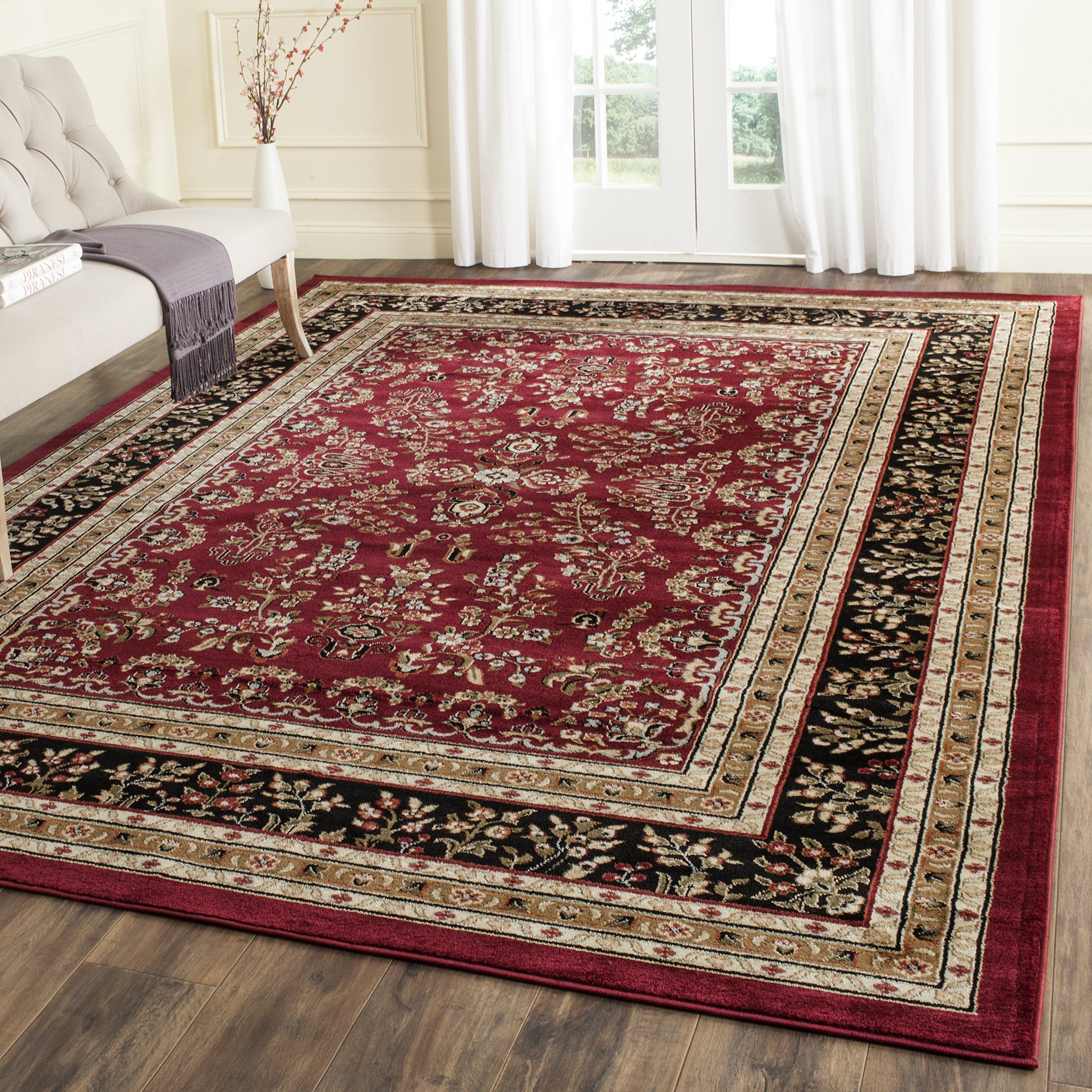SAFAVIEH Lyndhurst Collection Area Rug - 8' x 10', Red & Black, Oriental Design, Stain Resistant, Ideal for High Traffic Areas in Living Room, Bedroom & Dining Room (LNH331B-810) Image SAFAVIEH Lyndhurst Collection Area Rug - 8' x 10', Red & Black, Oriental Design, Stain Resistant, Ideal for High Traffic Areas in Living Room, Bedroom & Dining Room (LNH331B-810) Image