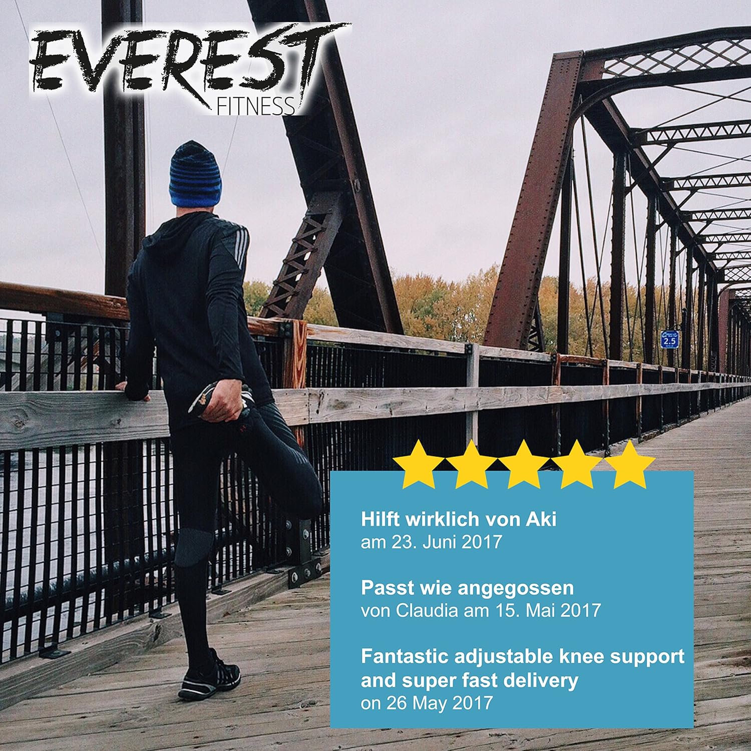 EVEREST FITNESS Rodillera Deportiva, traspirable, Ajustable ...