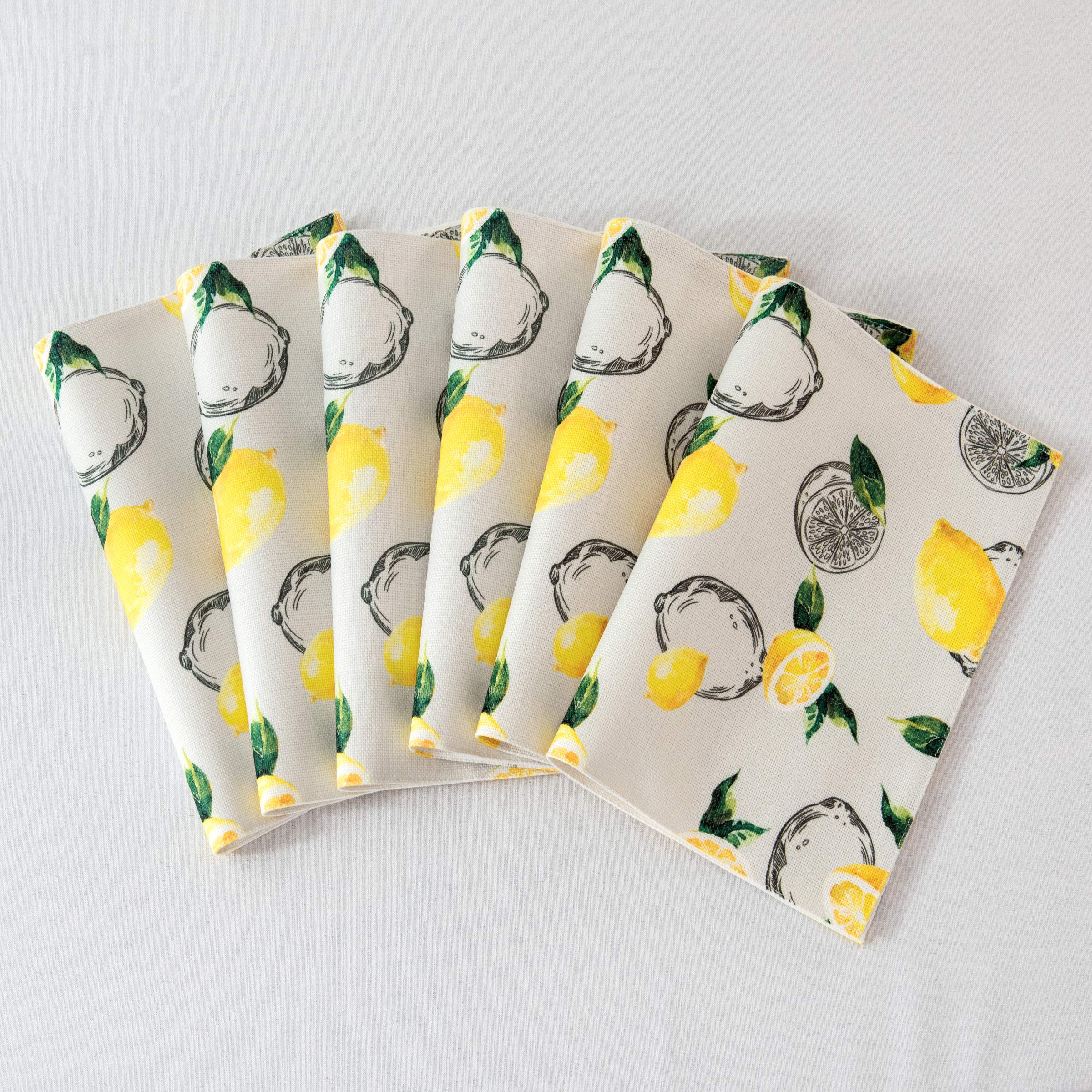 SU SUBRTEX Placemats Linen for Dinning Room Pattern-Printed Placemats Waterproof Set of 6 Non-Slip Durable Kitchen Table Mats Square Washable Placemat (6 pcs, Lemon)