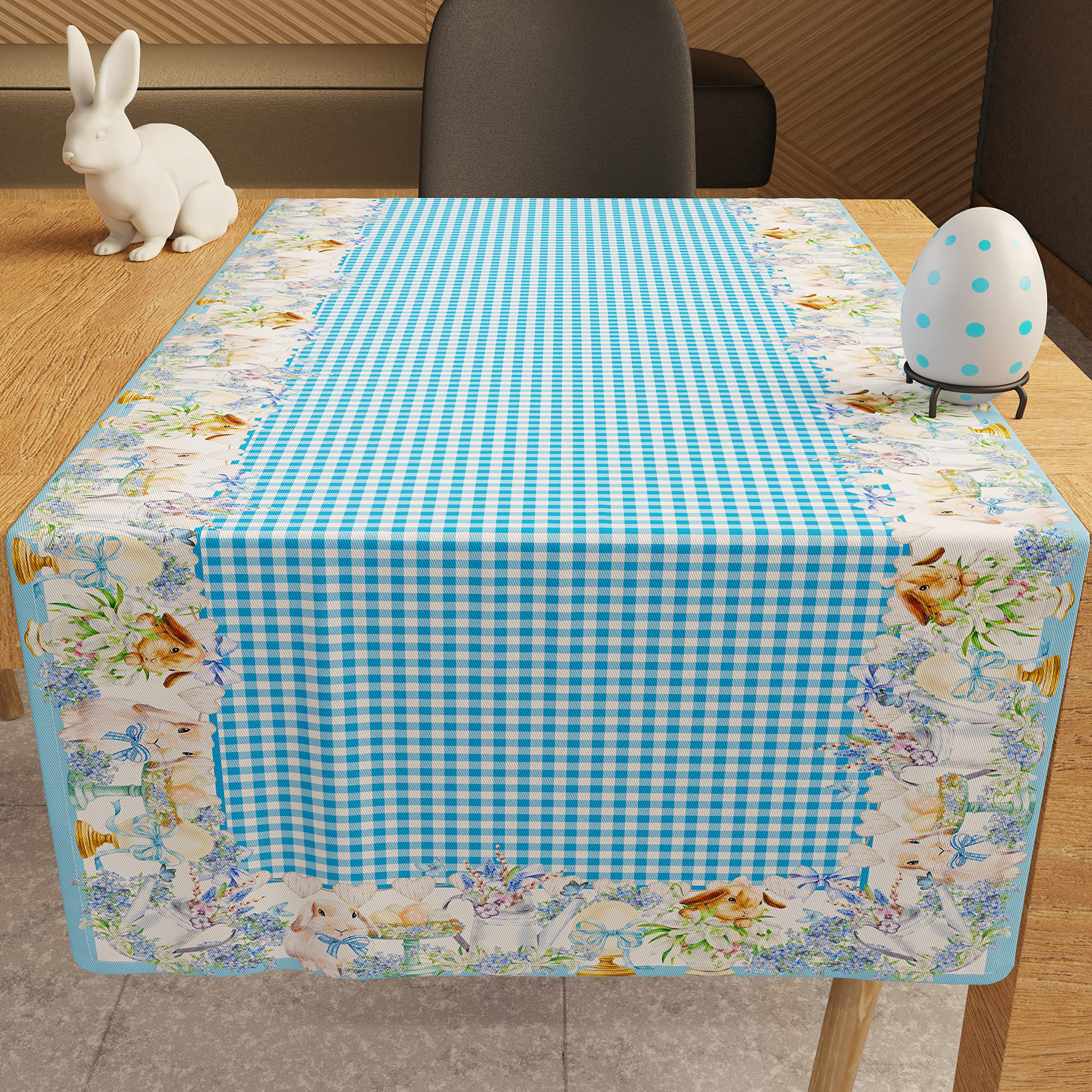 PETTI Artigiani Italiani Kitchen Textile Set, 100% Hypoallergenic Microfibre, Vichy, Runner Tavola 40 x 140 cm