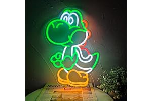 JOSEBRU Anime Neon Sign Dinosaurs Neon Sign Dimmable LED Neon Lights for Bedroom Wall Decor Game Room Decor Mario Decor for Kids Boys Man Cave, Gifts for Mario Fans