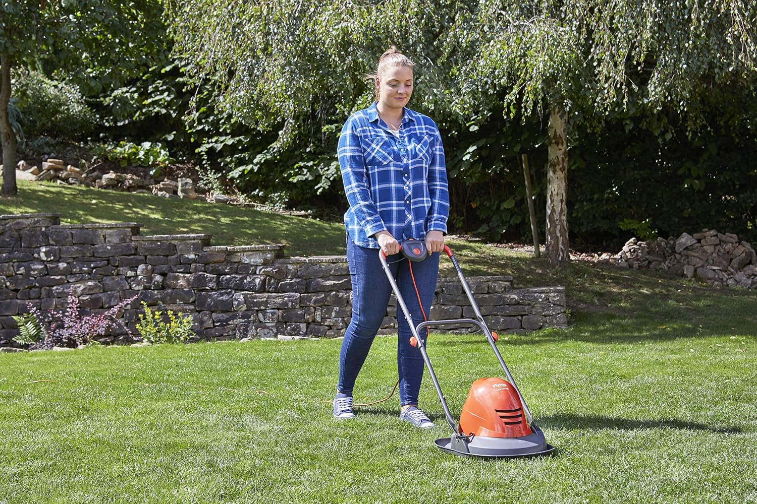 Flymo Turbo Lite 250 Electric Hover Lawn Mower - 1400 W, 25 cm Cutting Width, Ambidextrous Handles, Folds Flat, Orange - Image 5