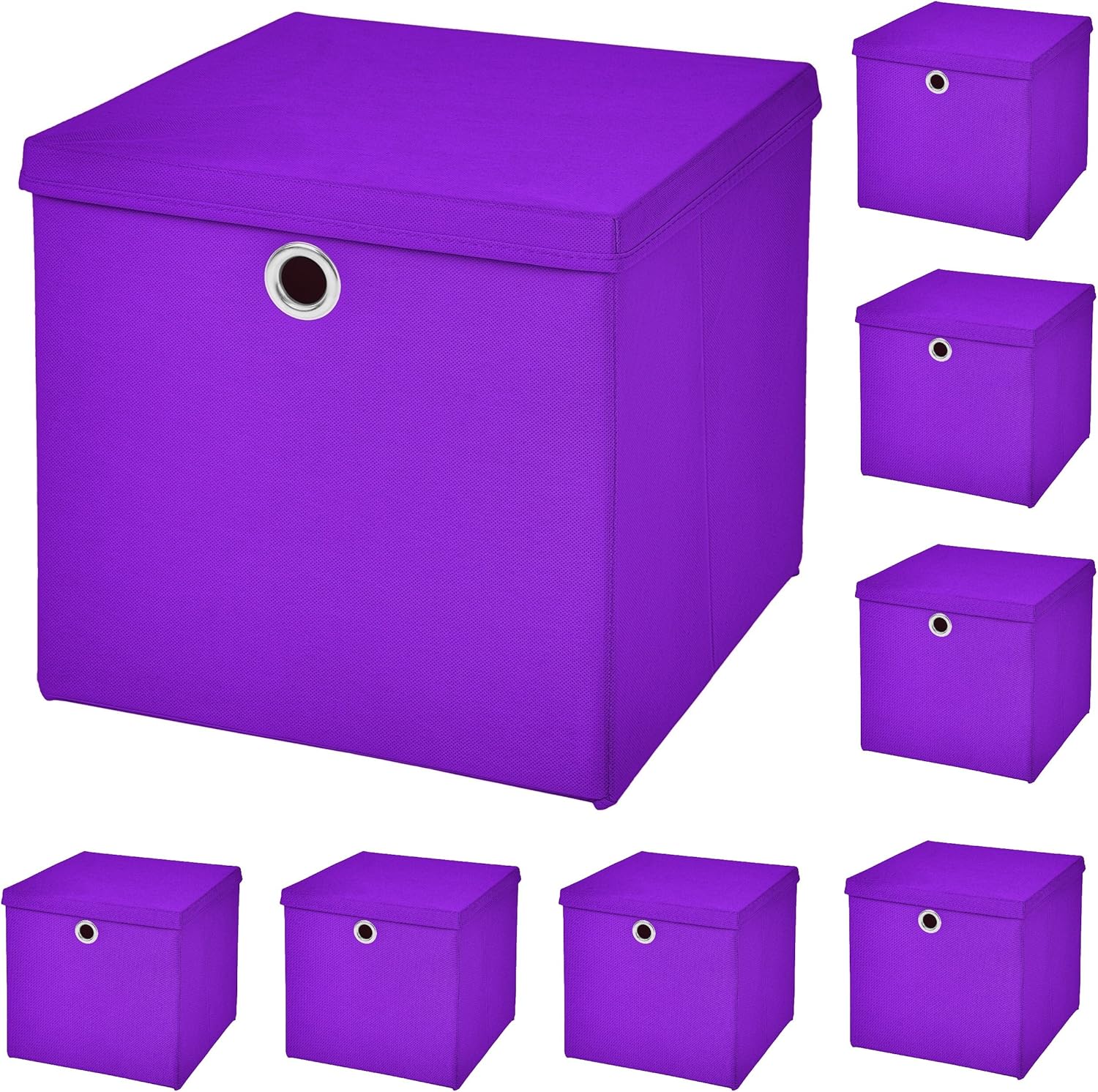 8 piezas lila – Caja plegable (33 x 33 x 33 cm caja plegable con tapa: Amazon.es: Hogar