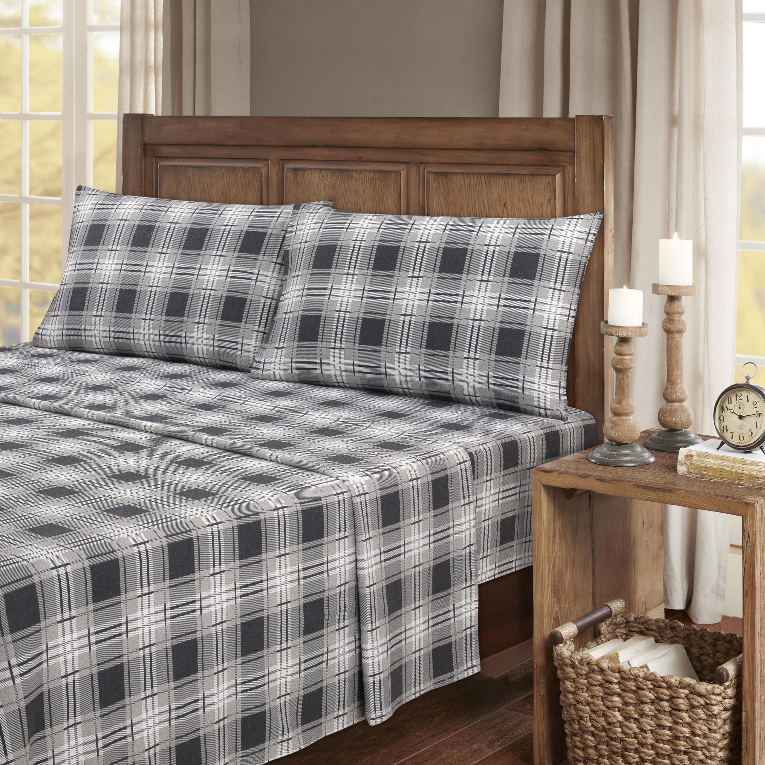 Photo 1 of kathy ireland 100% Turkish Cotton Flannel Sheet Set, Eden Plaid - Full