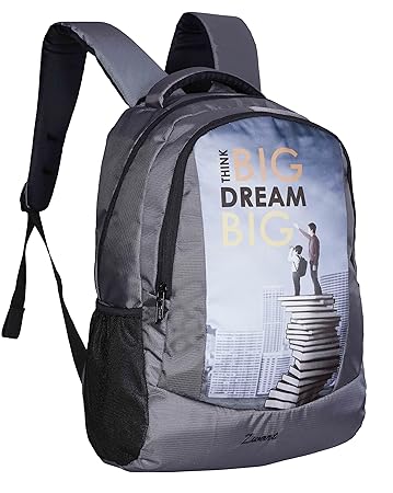 Zwart 25 Ltrs Grey Printed School Backpack (FAZER-Dream)