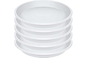 SAUCERHOME 5 Packs Plant Saucer Pot Tray 6 8 10 12 14 16 19 20 Inch Plastic Flower Planter Saucers and Drip Trays for Indoors Outdoors, Heavy Durable Plant Plate Water Catcher (10 Inch White)