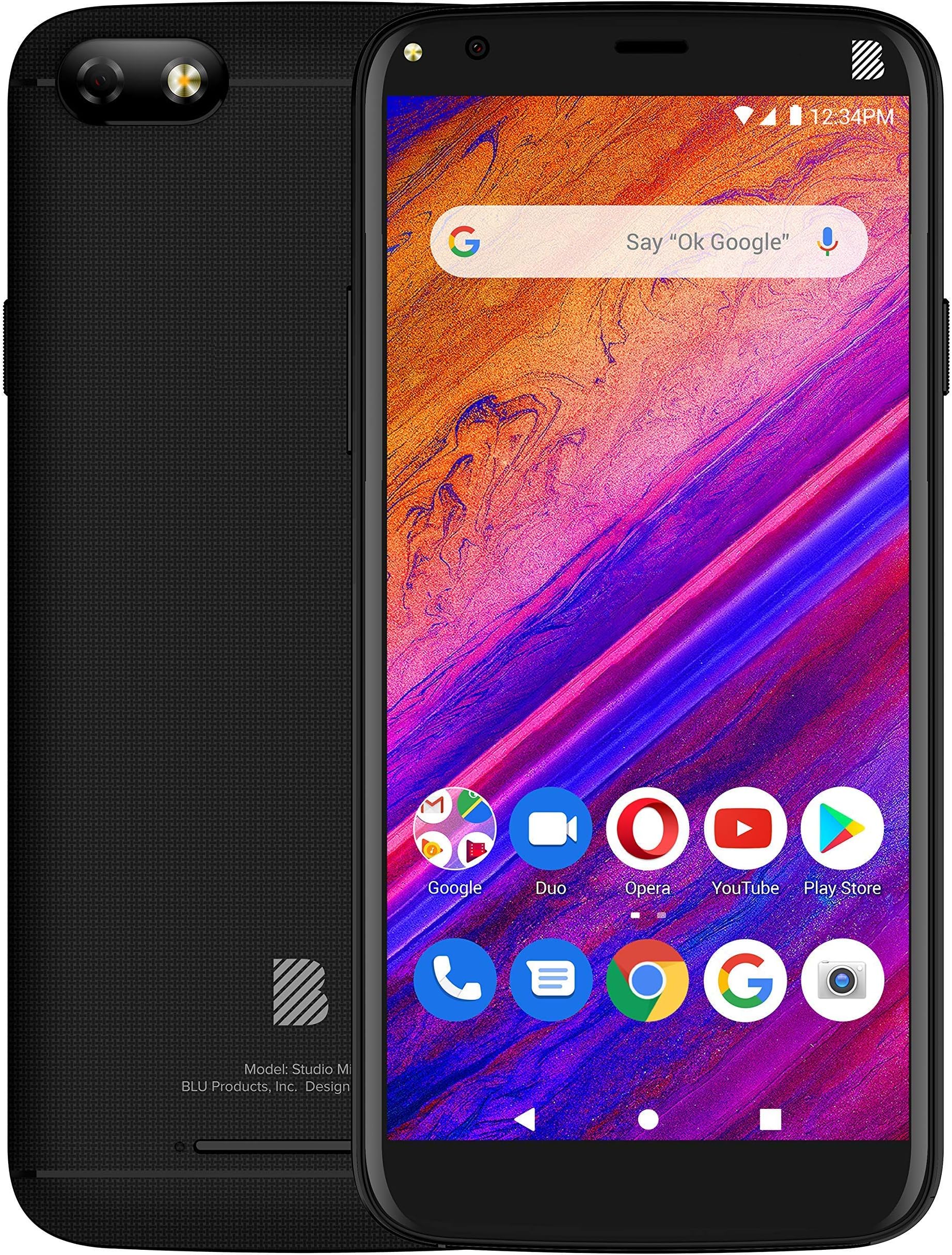 BLU Studio Mini -5.5HD Smartphone, 32GB+2GB Ram -Black (Renewed)