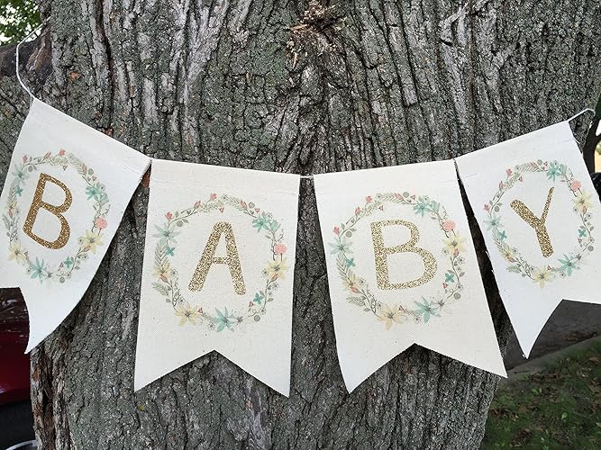 Amazon Com Gender Neutral Baby Shower Banner Baby Sign With Gold