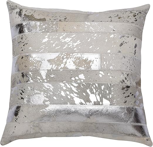 Amazon Com Matador 18 Silver Leather Hide Hair On Pillow Home