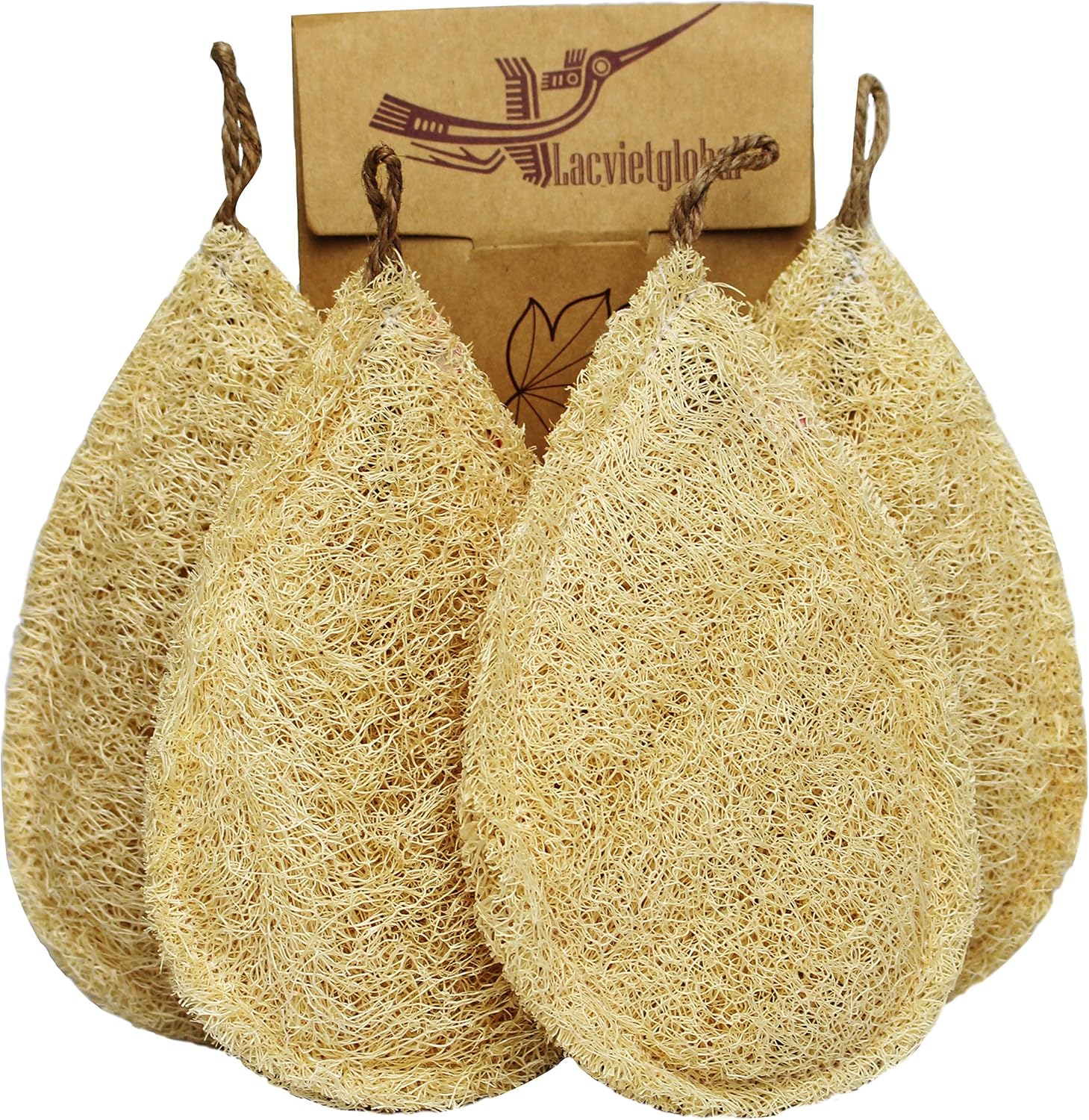 Set of 4 Natural Loofah Sponge Scrubbers, Natural Dish