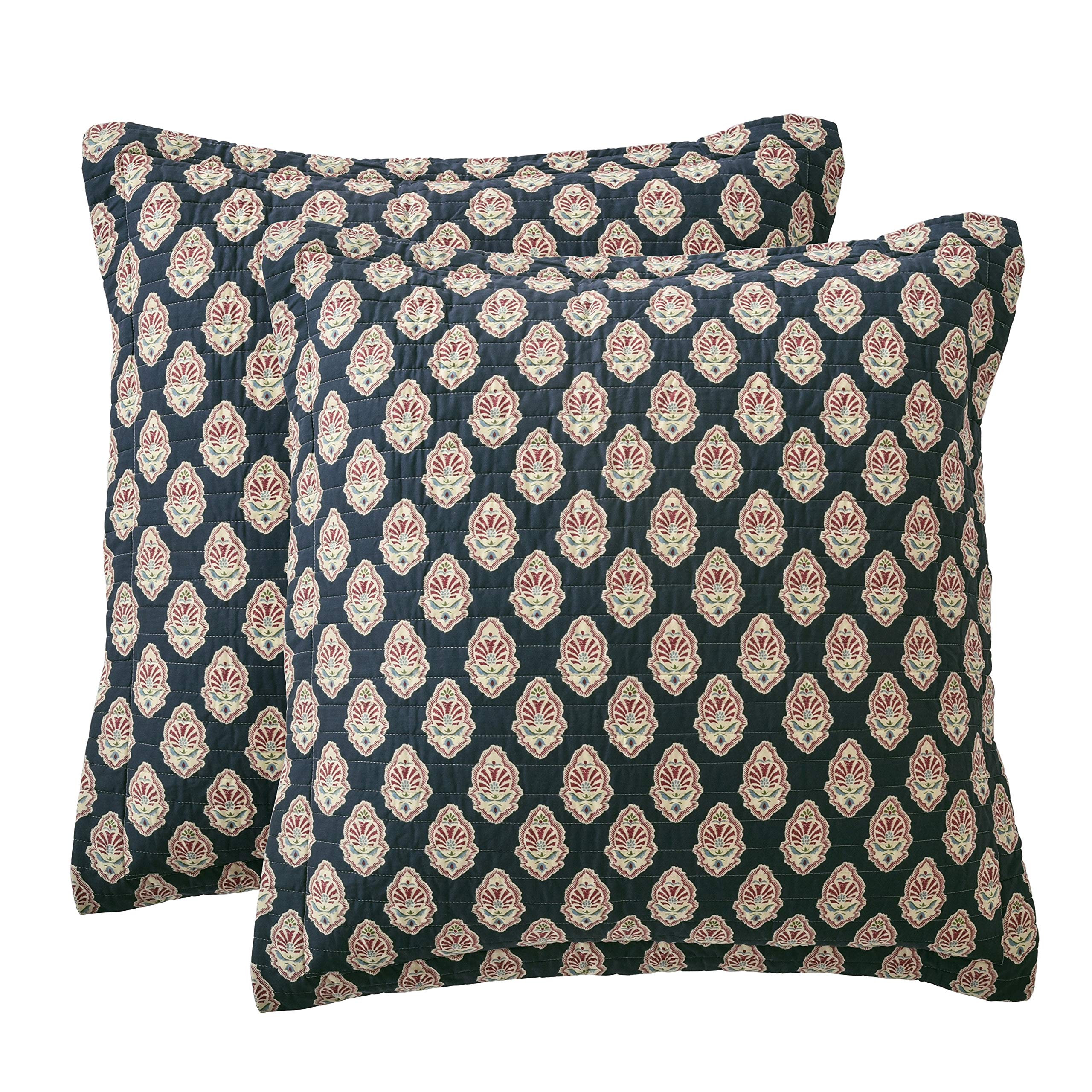 Photo 1 of Levtex Home - Moreno - Euro Sham Set of Two - (26x26in.), No Insert -Damask Pattern - Blue, Red and Gold