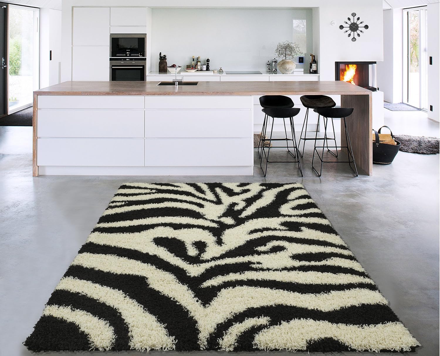Amazon Com Sweet Home Stores Cozy Shag Collection Black And White