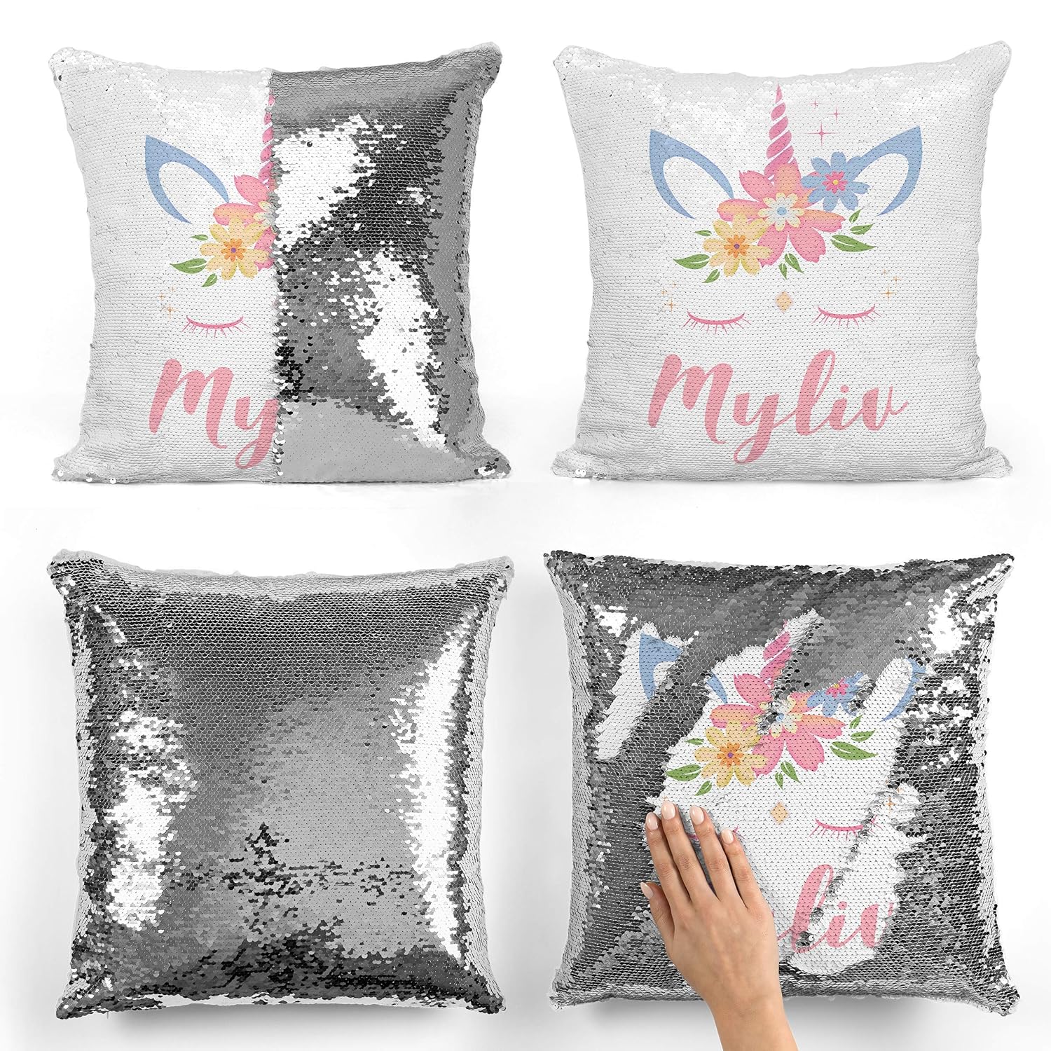 personalised sequin cushion