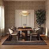 Rugs USA x Carmeon Hamilton Striped 7' x 9' Wool Area Rug for Living Room Bedroom Dining Room, Brown