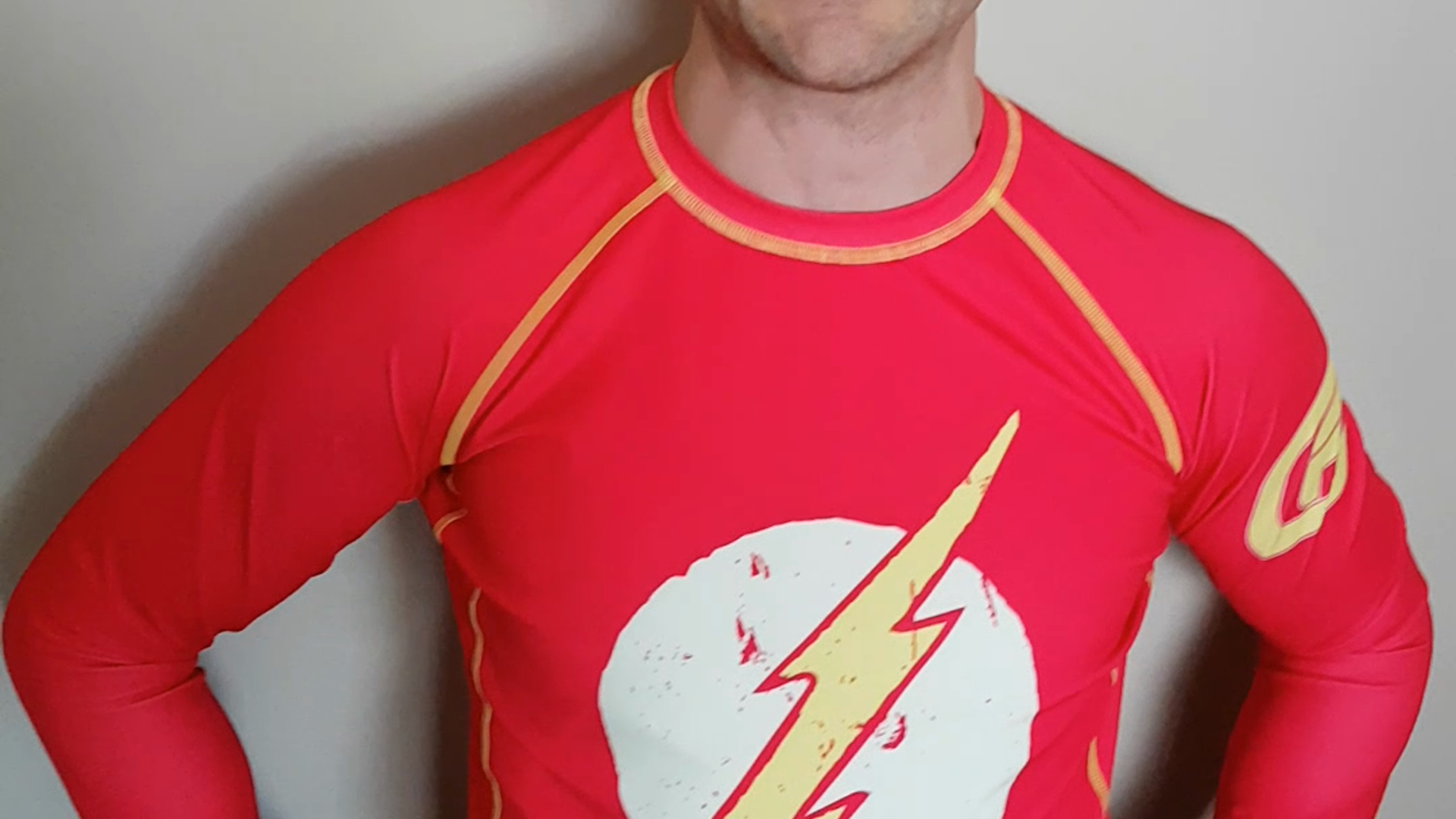 Watch Fusion Fight Gear officially licensed Flash DC Comics rash guard compression shirt on Amazon Live