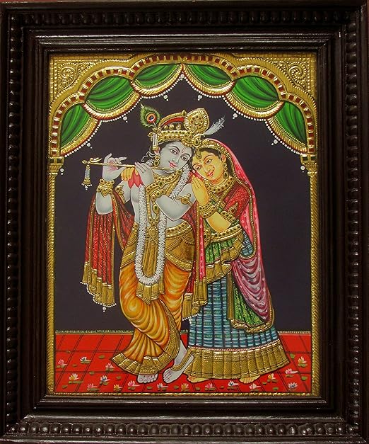 pintura unica de radha krishna
