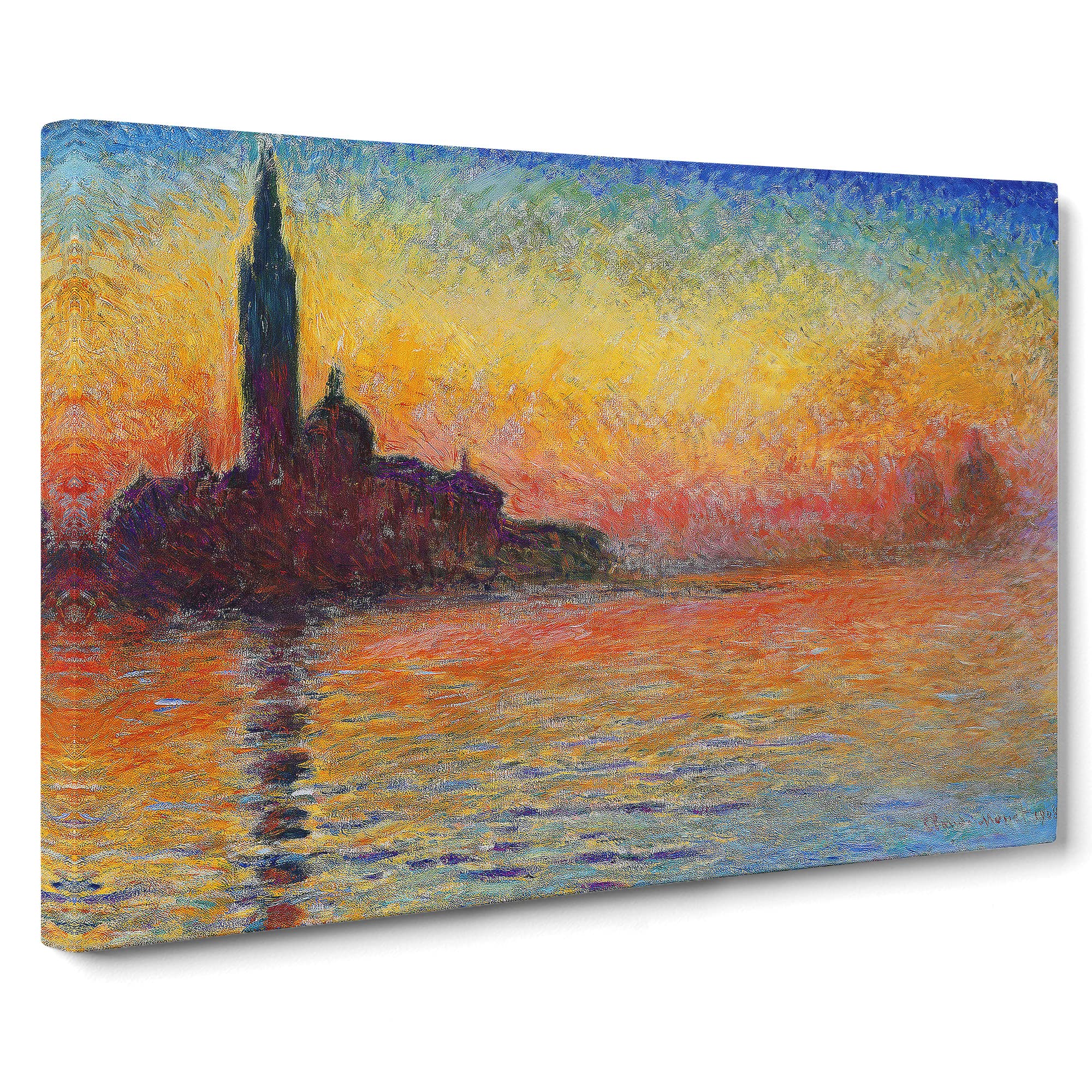 San Giorgio Maggiore At Dusk By Claude Monet Canvas Print | Gallery Wrapped 30mm Frame Wall Art | 20x14 inches | Ready to Hang | Impressionist Picture | Living Room Bedroom Lounge Office