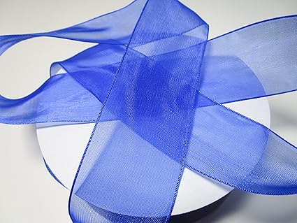 CaPiSo® 50m Organza 40mm Breite 4cm Organzaband Schleifenband Geschenkband Organza (Blau)