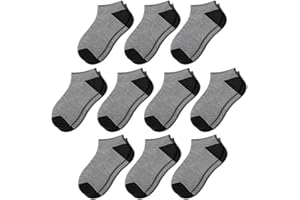 Comfoex 10 Pairs Boys Socks 4-6 6-8 8-10 Years Old Low Cut Ankle Athletic Socks For Kids Short Half Cushioned Socks