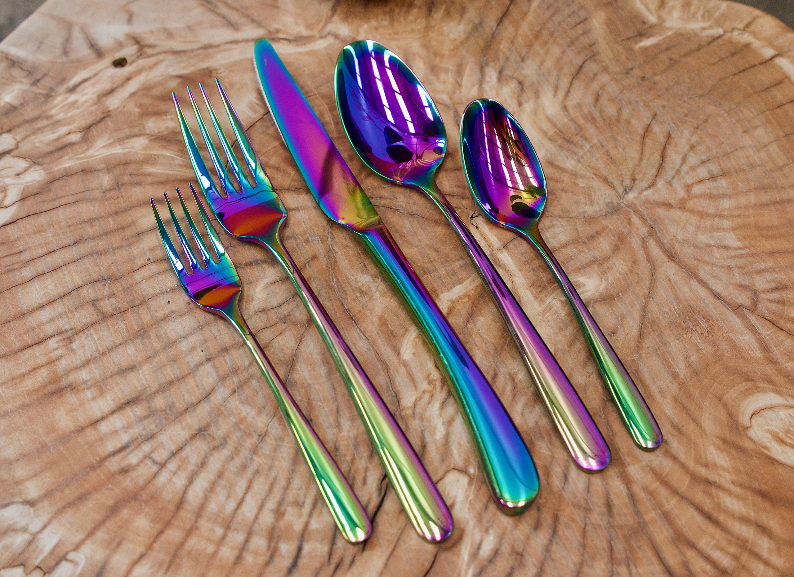 Beautiful and Unique Flatware Set - 20 Piece by Kadina | Iridescent