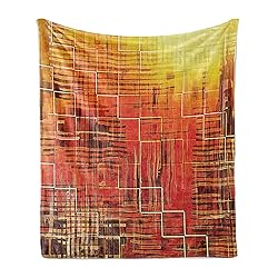 Ambesonne Burnt Orange Throw Blanket, Modern Mosaic