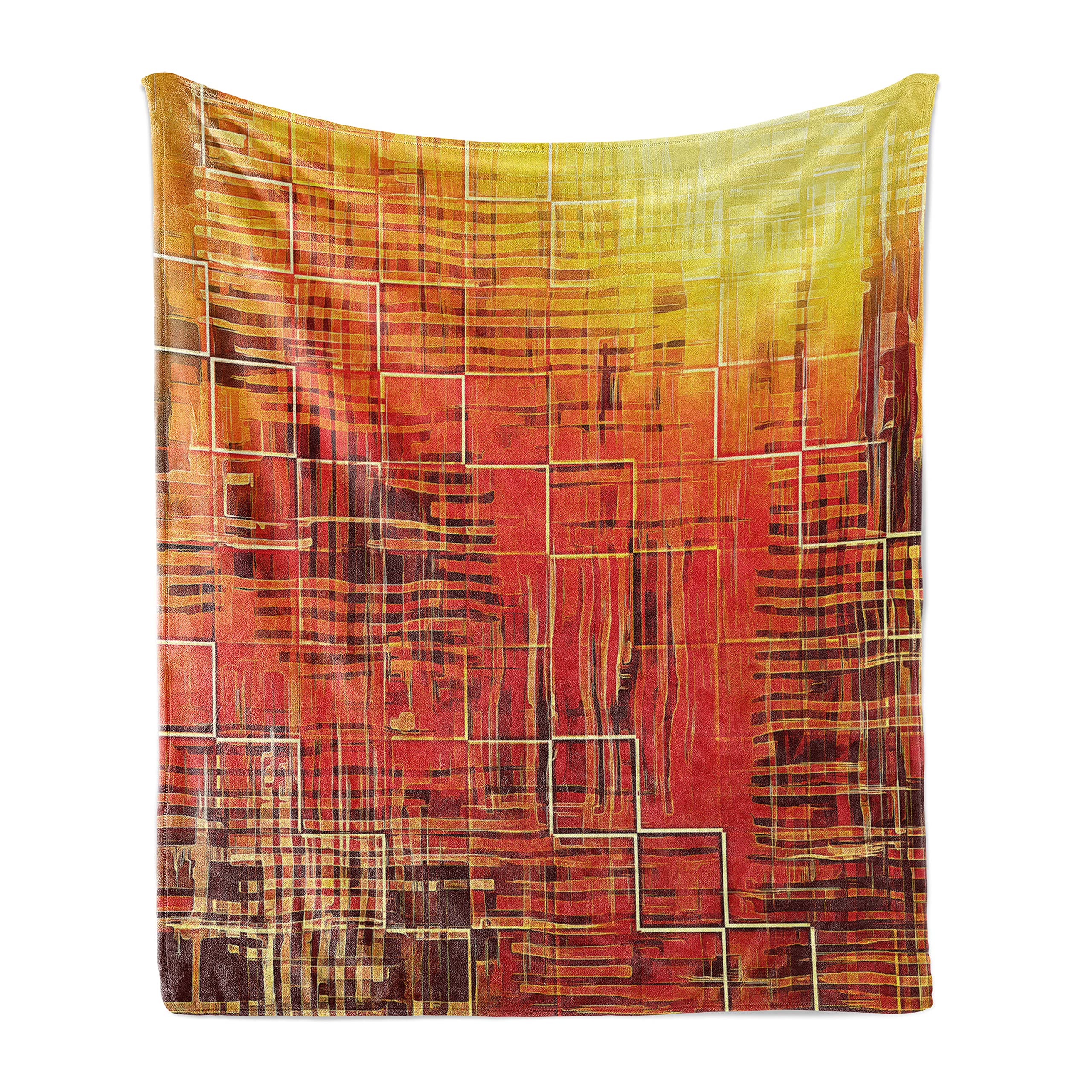 Ambesonne Burnt Orange Throw Blanket, Modern Mosaic