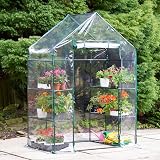 VonHaus Walk In Greenhouse Compact 6 Shelves PVC Cover Roll Up Door view 7