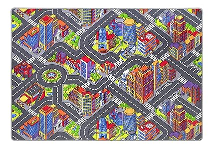 andiamo 293371 Kinderteppich Game City Bunt, Teppich mit detailiertem Straßenmotiv, Größe:140 x 200 cm