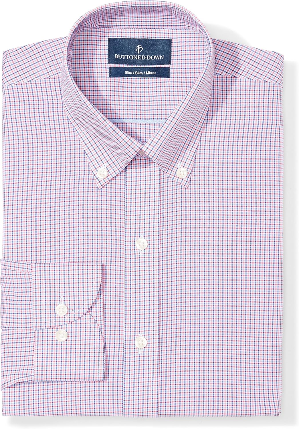  Brand - BUTTONED DOWN Men's Slim Fit Check Dress Shirt, Supima Cotton Non-Iron: Clothing