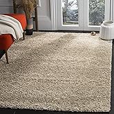 SAFAVIEH Arizona Shag Collection Area Rug - 6'7" x 9'2", Grey & Ivory, Moroccan Boho Design, Non-Shedding & Easy to Clean, Id
