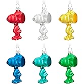 Hallmark Keepsake Christmas Ornaments 2023, The Peanuts Gang Snoopy, Glass Ornament, Set of 6, Gifts for Peanuts Fans
