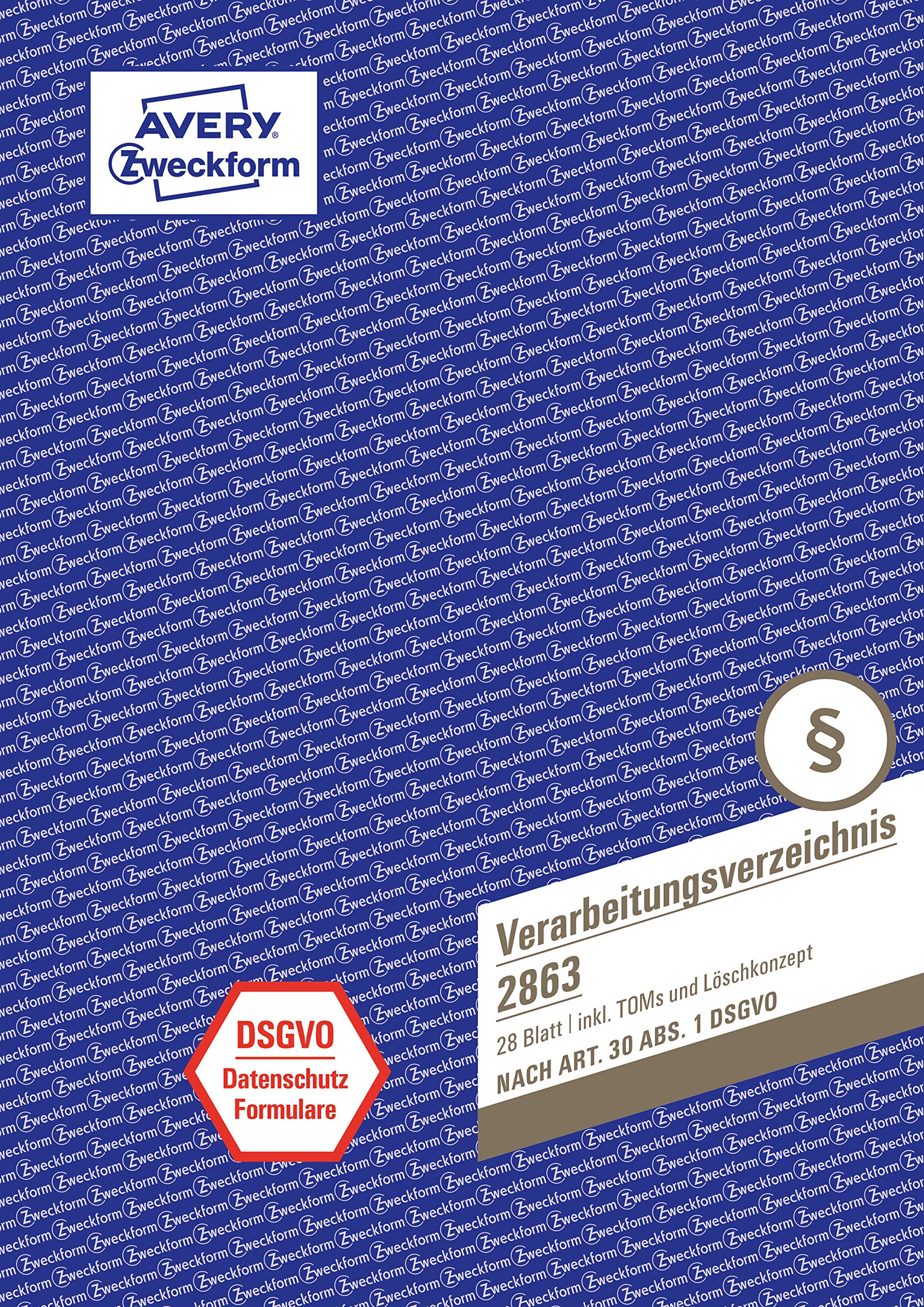 AVERY Zweckform 2863 Processing Directory (According to DSGMO, A4, with Erasing Concept, 28 Sheets) White