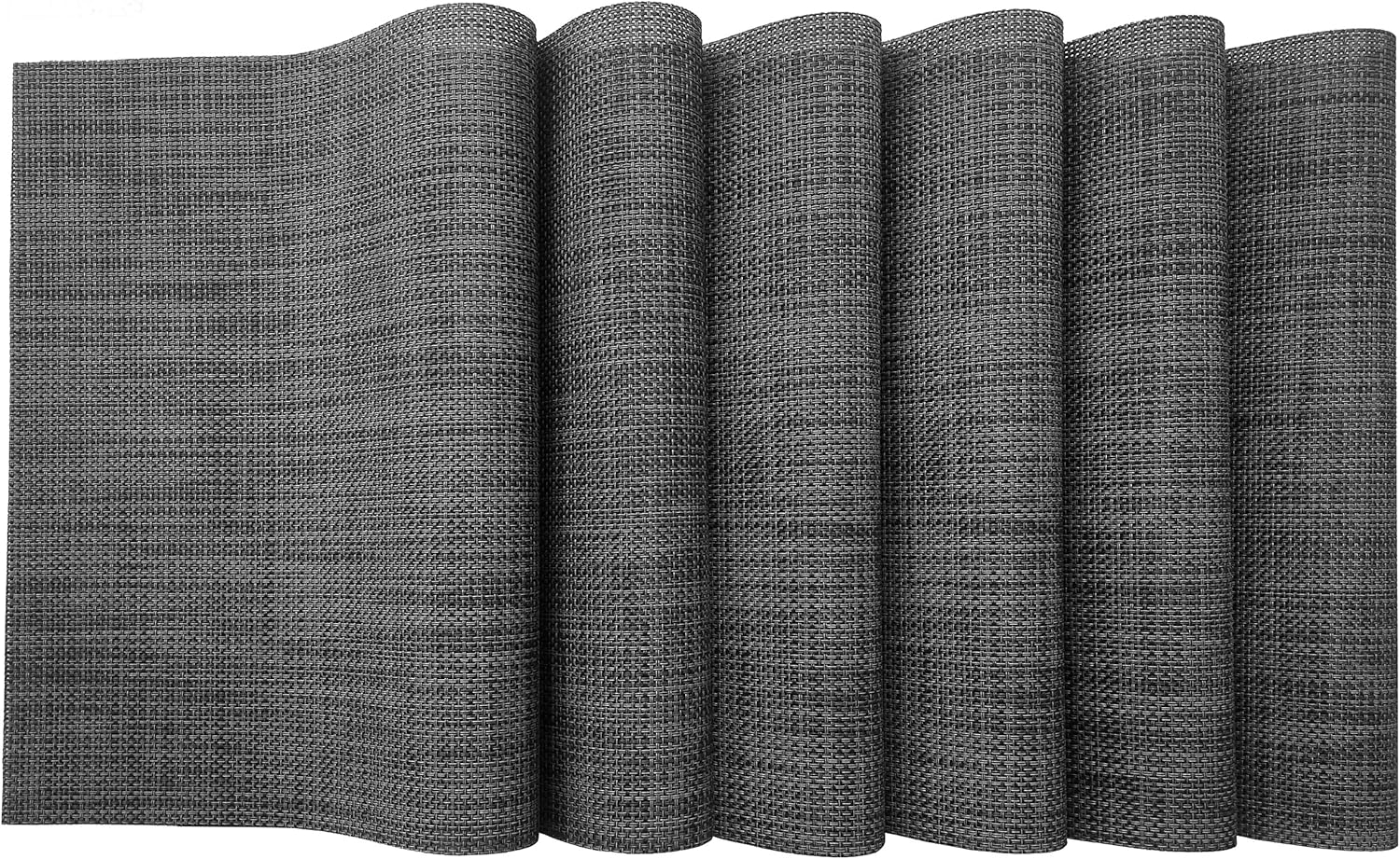 KOKAKO Placemats Heat-Resistant Washable Dining Table Place Mats PVC Kitchen Table Mats by,Set of 6(Dark Gray): Home & Kitchen
