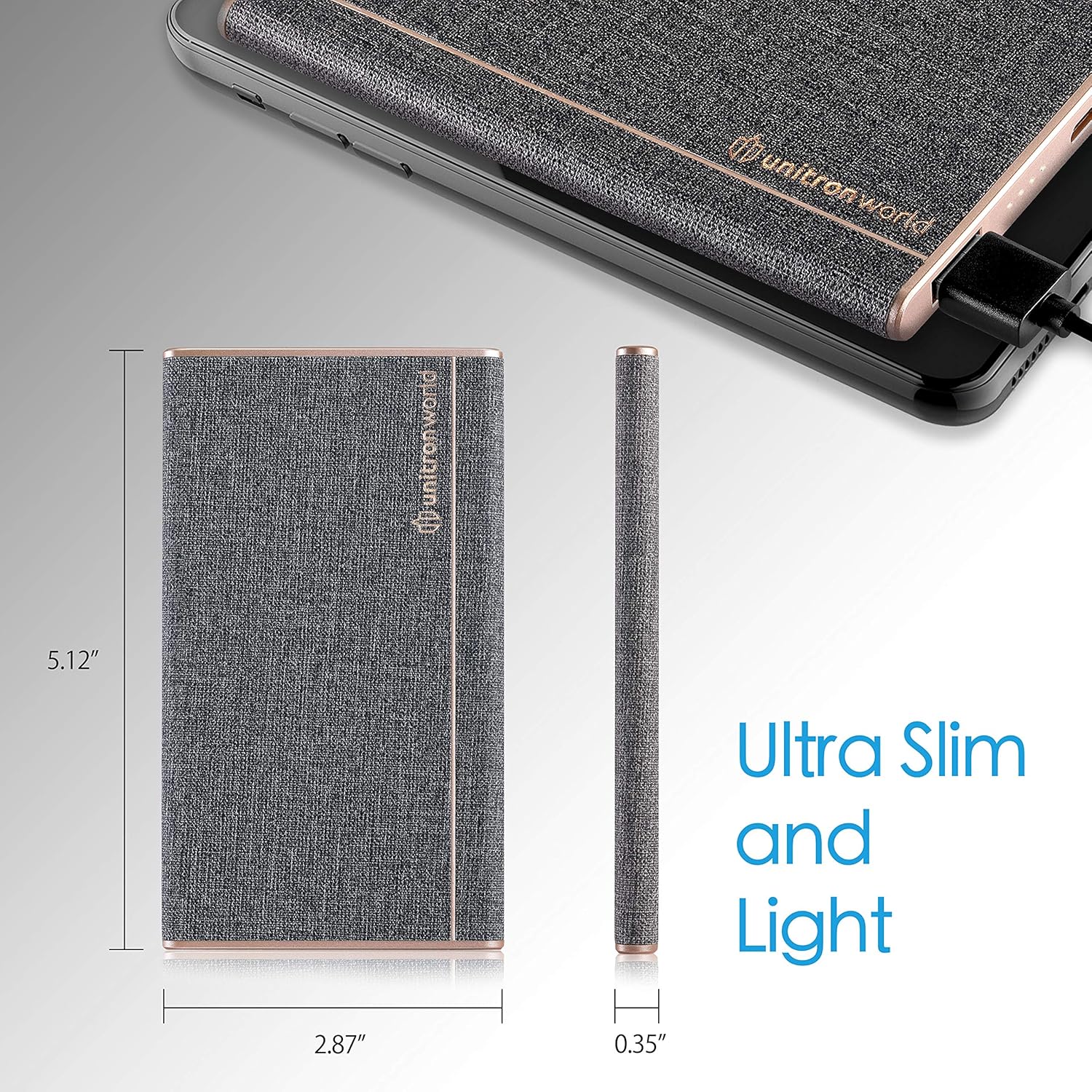 Unitron World Portable Charger Power Bank Ultra Slim Power Bank Portable Phone Charger External Battery Pack High Speed Compatible with iPhone 11 Pro XS X Max 8 6 iPad Android Pixel Samsung | 5000mAh