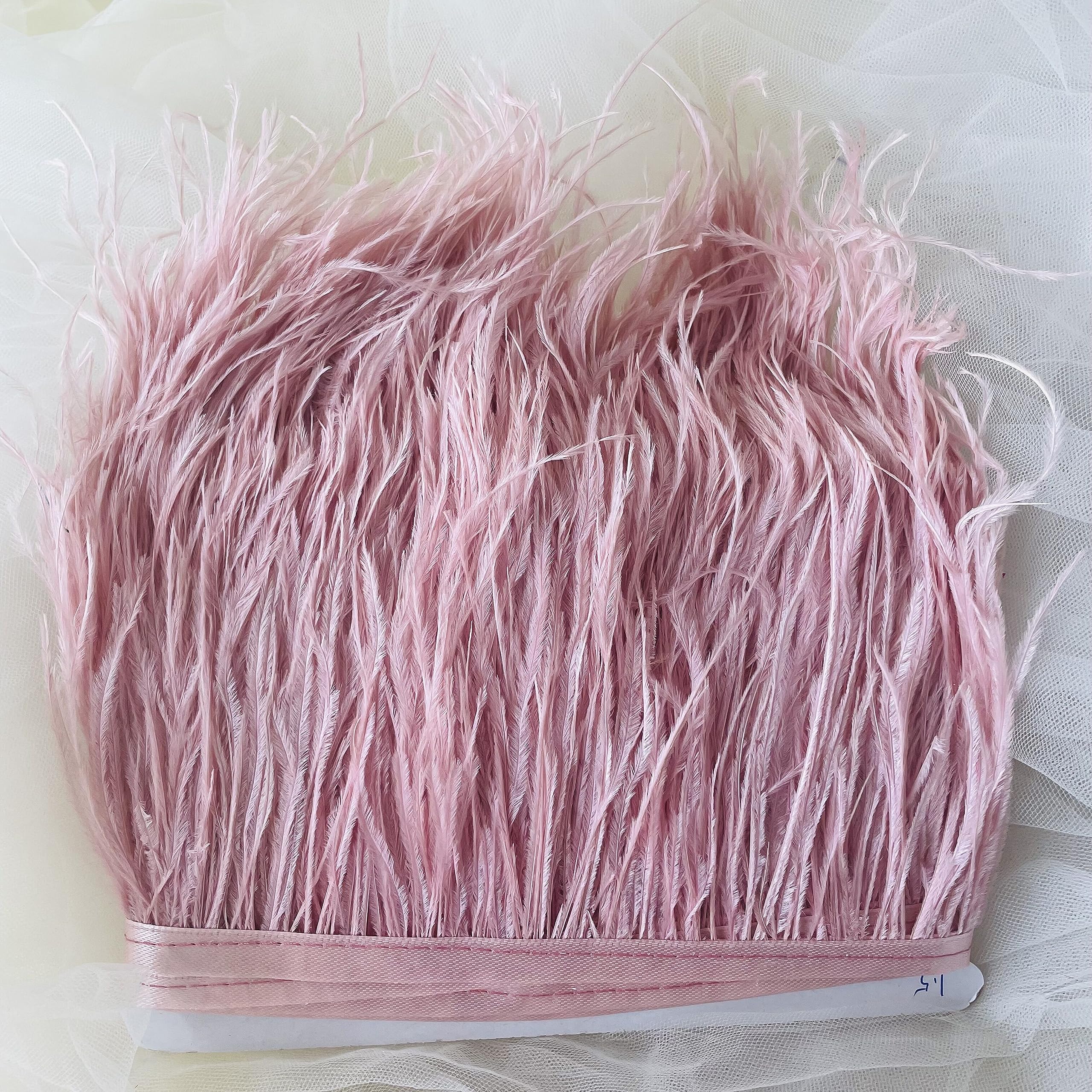 34 Colours Quality Ostrich Feather Trimming Fringe for Millinery Craft Dress Making (Dusky Pink) — image 1