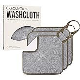 ZOMCHI 3 Pack Exfoliating Washcloth, Premium Facial and Body Wash Cloths with Softness and Scrubbing Two Sides, Bath Cloths for Women and Men (Smoke)