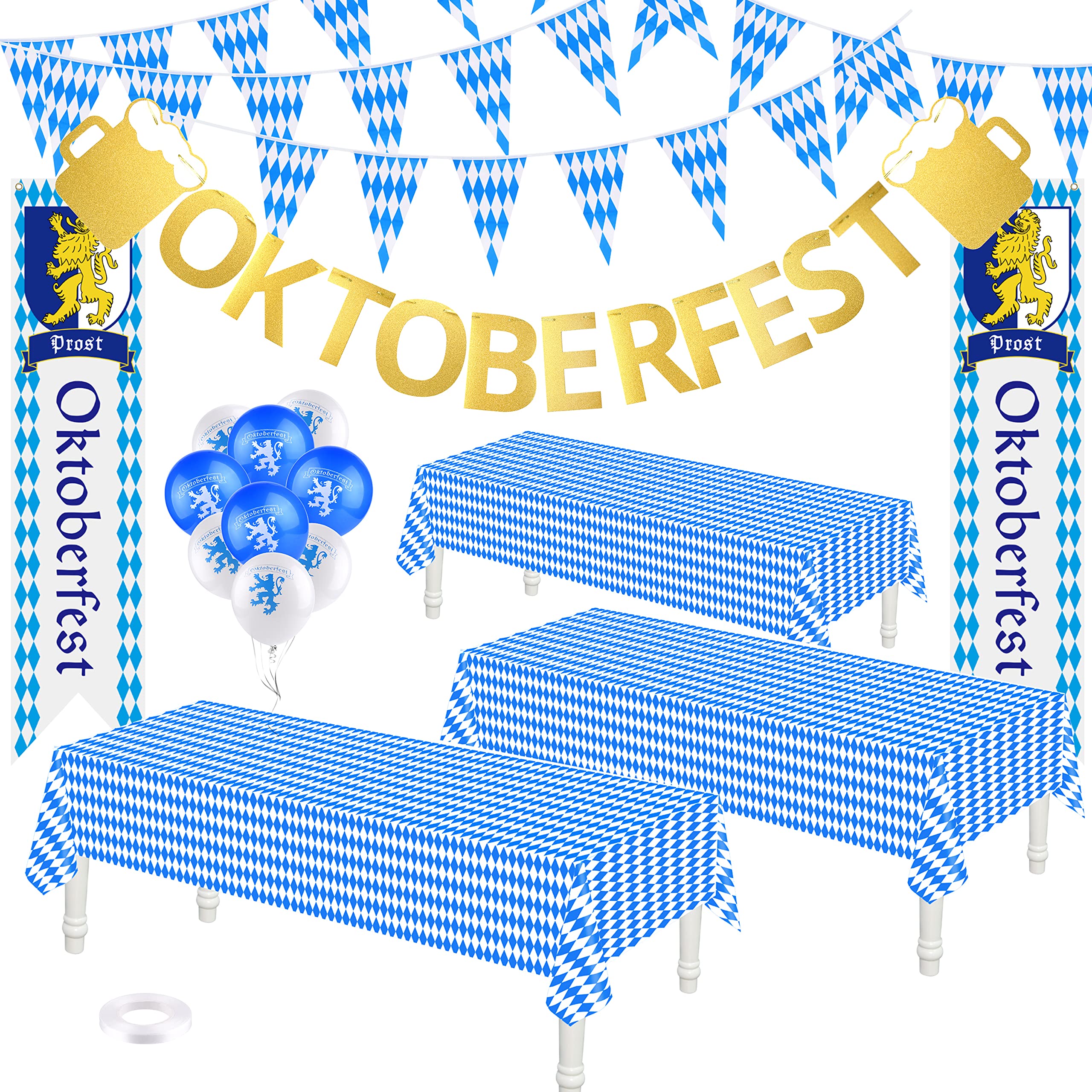 TUPARKAOktoberfest Decorations Kit for German Party Decorations, Oktoberfest Flag Banner Tablecloth