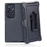 WallSkiN Case for Galaxy S24 Ultra (6.8") Heavy Duty Full Body Military Grade Drop Protection Carrying Cover Holder | Holster for Men Belt with Clip Stand &ndash; Black/Black
