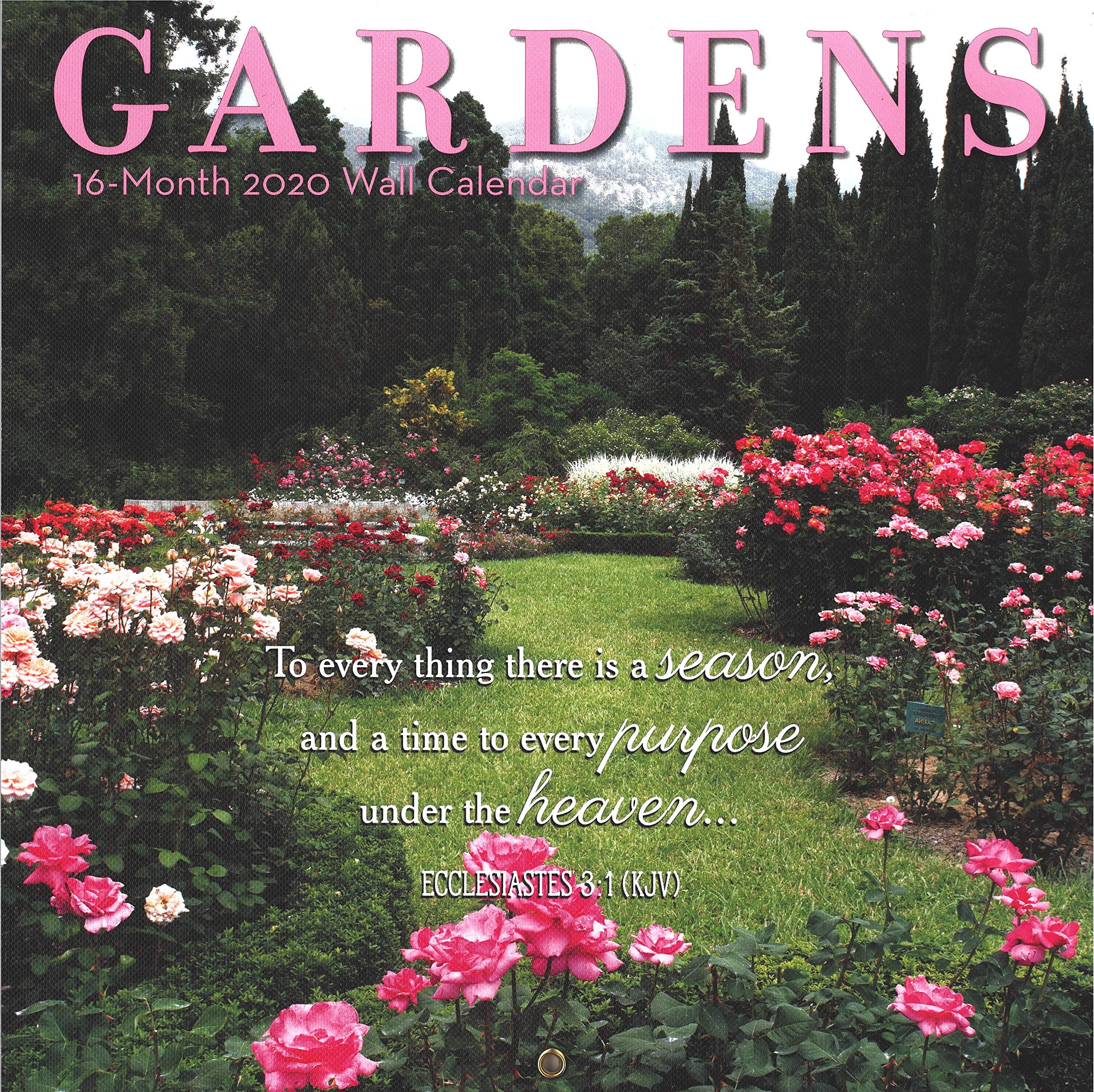 MTT 2020 Gardens 16-Month Premium Religious Wall Calendar, Printed on Linen Embossed Heavyweight Paper