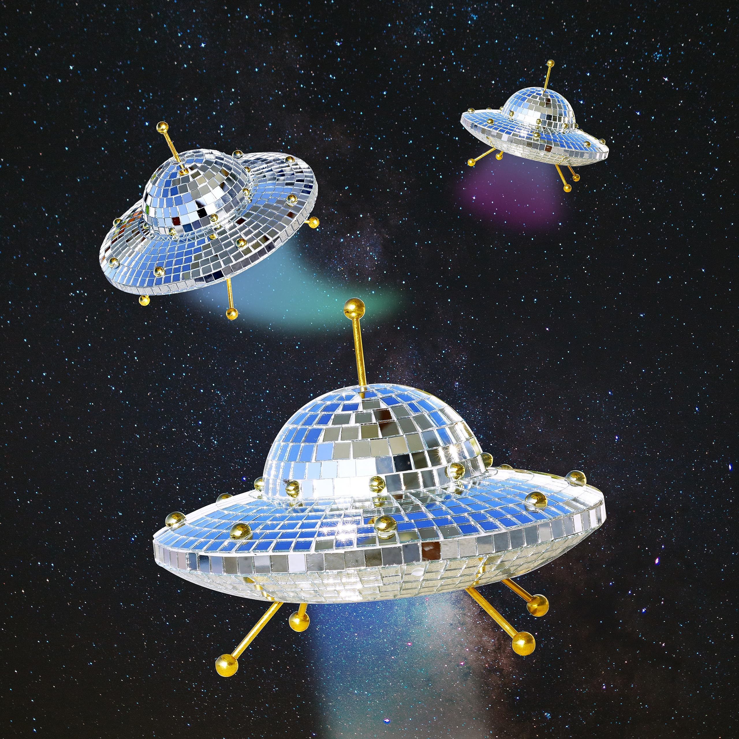 Photo 1 of RGZOCT UFO Disco Ball Silver Disco Ball Decor Disco Spaceship Retro Reflective Décor Mirror Decorations for Home,Party,Garden,Handmade Gift (8 * 6inch)
