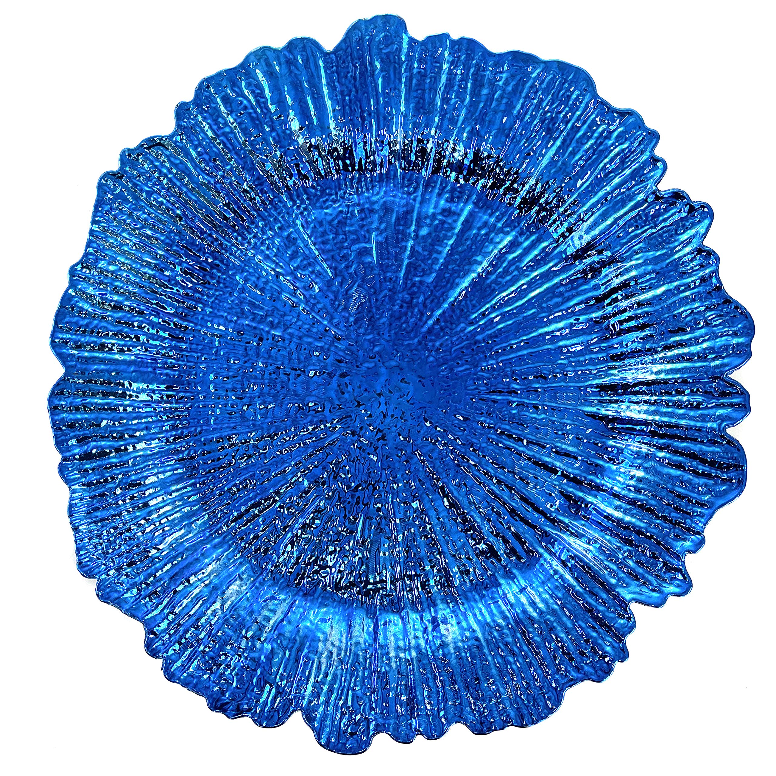 allgala 13-Inch 6-Pack Heavy Quality Round Plastic Charger Plates-Reef Royal Blue-HD80337