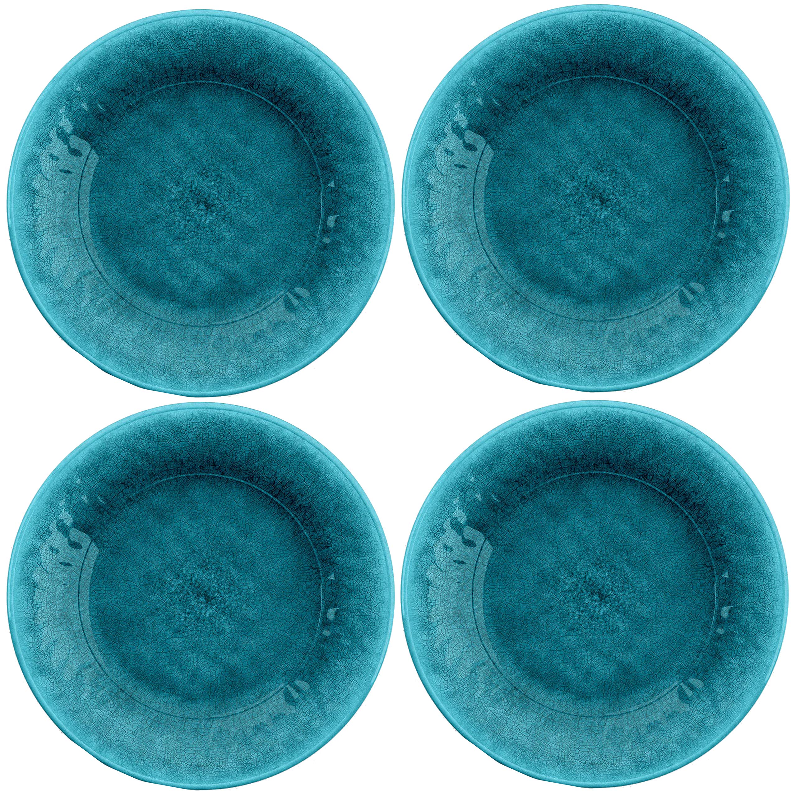 Auntie Morags Potters Reactive Glaze Teal/Blue 21.5cm Melamine/Plastic Side Plates - Set (4)